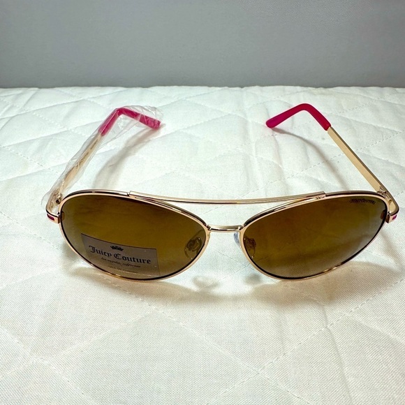 Juicy Couture Womens Aviator Sunglasses Gold Tone Metal Stylish Mirror Heart New main image 9